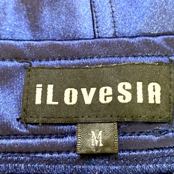 I Love Sia dark blue satiny sheen stretchy shorts - Picture 5 of 5